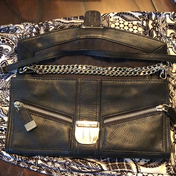 🌹Michael Kors Pebbled soft leather removable chain link shoulder bag / clutch - Picture 5 of 14